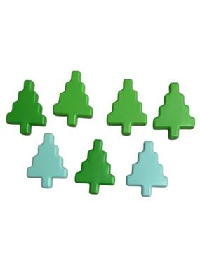 Vintage Little Tikes Wee Waffle Blocks Christmas Trees Lot Green Blue 7 Pieces